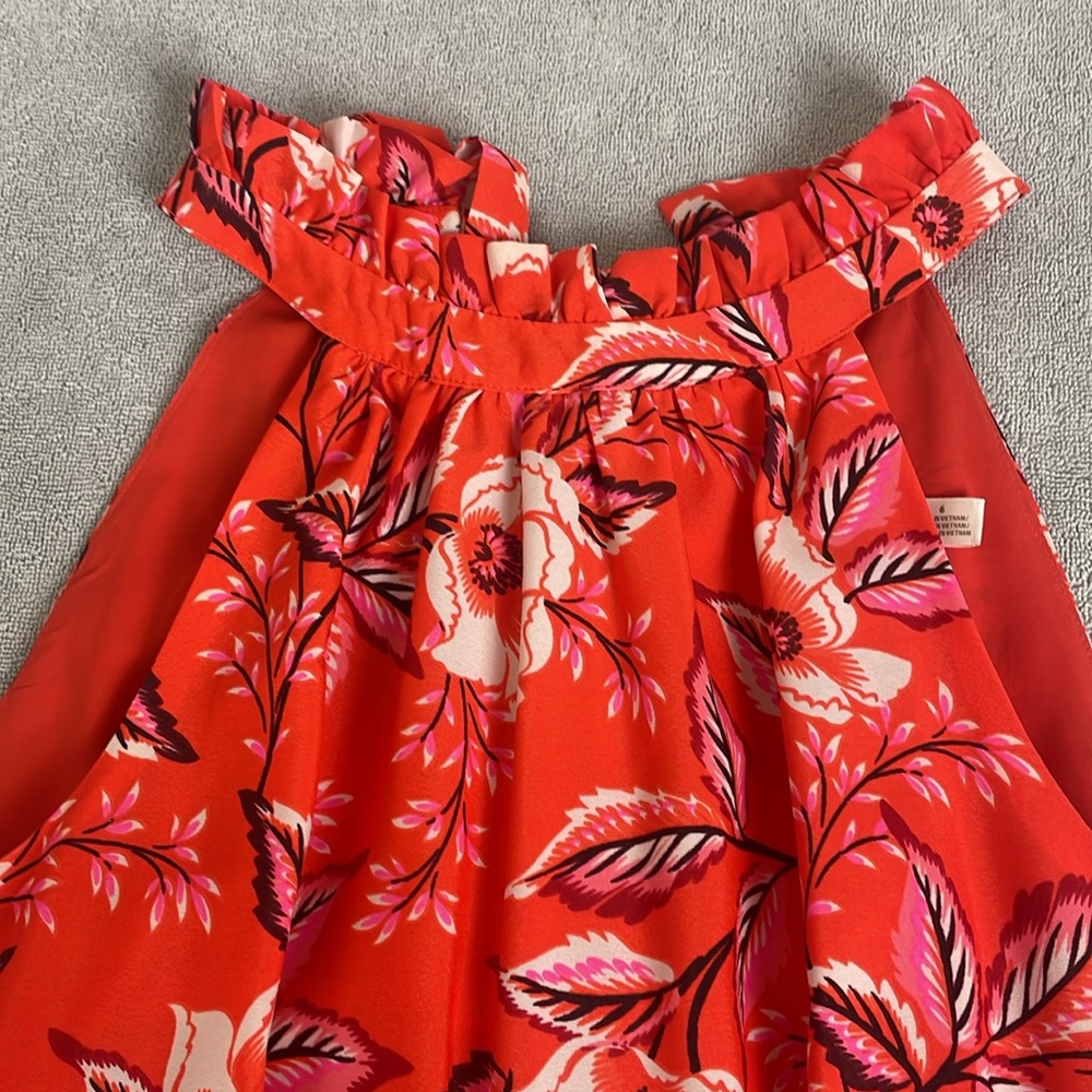 Eliza J Dress Orange & Pink Halter Size 6 Floral Flirty Garden Party Lined - Picture 7 of 11